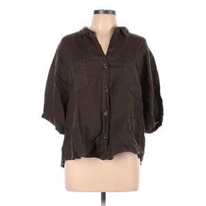 Velvet by Graham & Spencer Linen Brown Button Down Shirt size Large